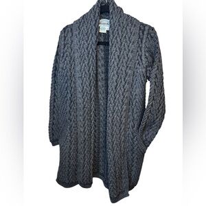 Aran Crafts Merino Wool Open Front Cardigan with Pockets NWOT Medium